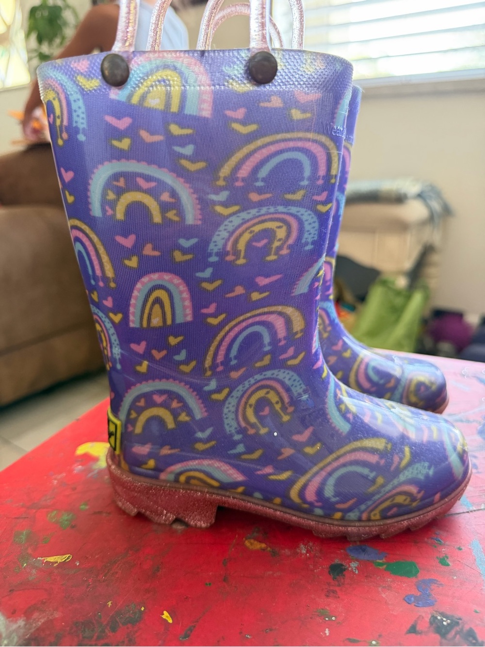 Western Chief Purple Rainbow Hearts Kids Rain & Snow Boots